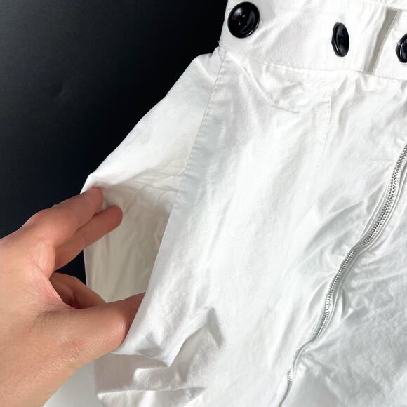 Proenza Schouler‎ Front Zip Midi Dress White Linen Blend Sleeveless Buttons Sz 4 - Picture 14 of 15